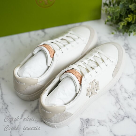 Tory Burch Color Block Signature T-Logo Leather Sneaker Shoes 161131 - Picture 3 of 11